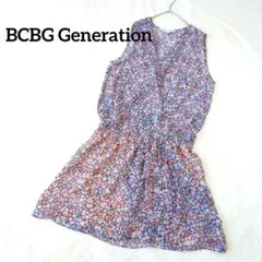 BCBG Generation シアーノースリーブワンピース【L】透け感花柄