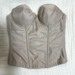 バストカップ付きコルセット　サイトベージュ　サテン