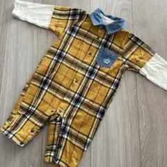 BABYDOLL イエローチェックロンパース 70