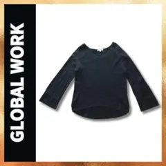 GLOBAL WORK レディース ニットセーター L ブラック 長袖 Vネック