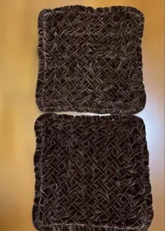 ダークブラウン 編み込みデザイン クッションカバー