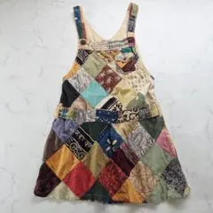 デニム切替 パッチワーク フレアスカート サロペット風 - メルカリ