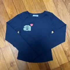 ネイビー 長袖Tシャツ ポルカドットデザイン