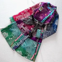 Desigual スタンドカラー　コート　ジャガード　総柄　ベルト　38