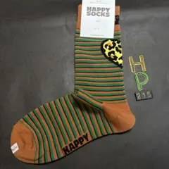 Happy Socks レディースクルーソックス ボーダー レオパード柄靴下のサムネイル