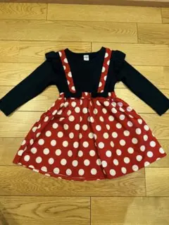 SHEIN 赤黒ドット ミニーちゃん　ワンピース 2-3歳