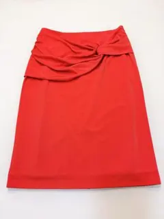 超美品✨petit maison ドレープタイトスカート ストレッチMオレンジ赤