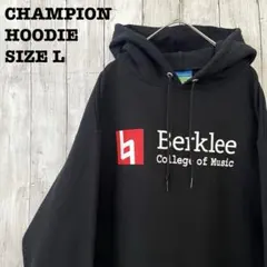 アメリカ古着　チャンピオン　オーバーサイズプリントスエットパーカー　サイズL 黒