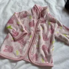 ウサギ柄　フリース　長袖スリーパー　90cm