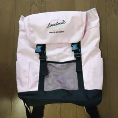 Lovetoxic ピンクリュック メッシュポケット付き
