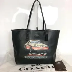 COACH コーチ レザー トートバッグ カー ブラック レディース ブランド