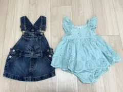 Baby GAP★デニムジャンパースカート&小花柄ワンピブルマセット