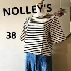 美品⭐NOLLEY'S ノーリーズ ショート丈プリントTシャツ 38 ボーダーのサムネイル