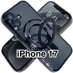 iPhone17ケース TPU 黒プレーンシェルリングMagsafeカメラ保護