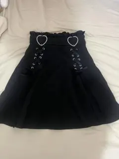 DearMyLove ハートバックル レースアップ フレアスカート 黒 Sのサムネイル
