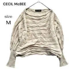 CECIL McBEE セシルマクビー モヘア混 ドルマンニット 波編み M