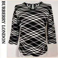 美品 バーバリーロンドン カットソー チェック柄 七分丈 コットン 長袖Tシャツ