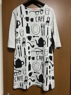 ★値下げ★【美品】graniph グラニフ　カフェモチーフ 七分袖ワンピース