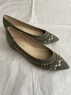 LE TALON ポインテッドサシメッシュフラット カーキ