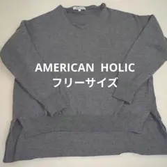 AMERICAN HOLIC グレー Vネックセーター 　薄手です