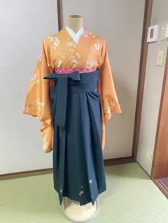 月曜日までSALE⭐️ オレンジ　緑　卒業式袴一式