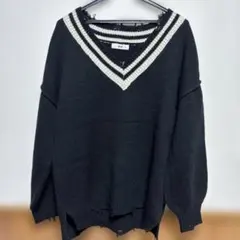 WEGO 黒 Vネック オーバーサイズセーター