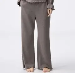 GU ジーユー　ブラッシュドリブイージーパンツ　L レディース　茶色　ボトムス