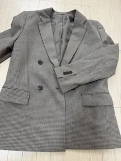 グレー チェック柄 テーラードジャケット スカートセットS