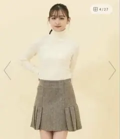 美品　REDYAZEL　レディアゼル　ネップ　プリーツ　ミニスカート　カーキ