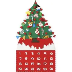 クリスマス アドベントカレンダー 24日間 壁掛け 飾り付け お菓子入れポケットのサムネイル