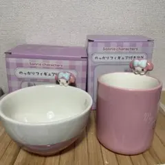 サンリオ　マイメロディ　マグカップ・ボウルセット　のっかりフィギュア