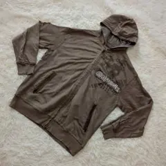 【BILLABONG】ジップアップ　ロゴ刺繍　パーカー　カーキ　M