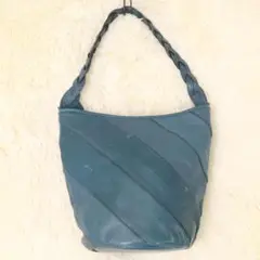 イビサ IBIZA ハンドバッグ トートバッグ ブルー レザー 編み込み 日本製