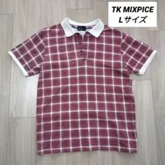 TK MIXPICE　ポロシャツ　Lサイズ　チェック柄　綿100%