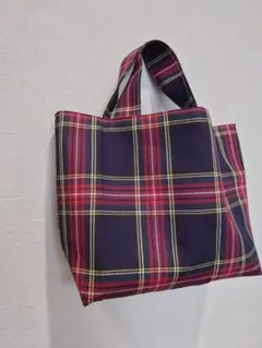 タータンチェック　トートバッグ　ハンドメイド