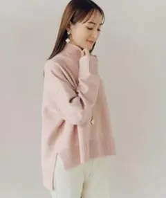 スフレタッチハイネックオーバーサイズニット　ピンクのサムネイル