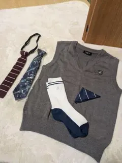 COMME CA ISM グレー Vネックニットベスト セット