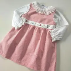 美品★80cm familiar ファミリア ピンクストライプワンピース