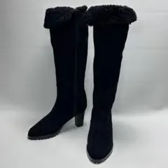 【未使用級】SHOE GALLERY OTA22.5cm ムートロングブーツ黒