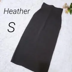 【Heather】ヘザー　ハイウエストバックスリットタイトスカート　ブラック　S