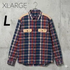 XLARGE チェック柄 ネルシャツ ショルダーパッド付 切替 L 90s