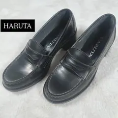 極美品　ハルタ　コイン　ローファー ブラック　24.5　3E　ヒールローファー