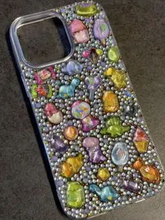 iPhone16Pro 恐竜 おやつ キラキラ デコ スマホケース ハンドメイド