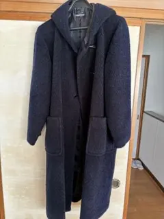 コスモポリタン　フリース フード付きロングコート ネイビー