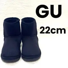 【GU】キッズショートブーツ ムートンブーツ ブラック 22cm
