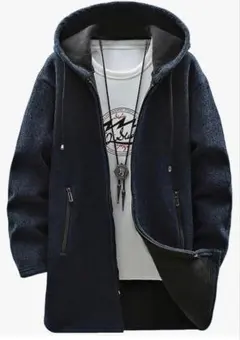 新品 メンズ コート 裏起毛 カジュアル 防寒 フード付 おしゃれ 大きいサイズ