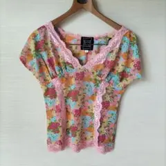 Cynthia Rowley 花柄 レース 半袖 トップス サイズ2のサムネイル