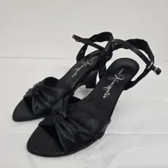 【美品】 銀座かねまつ ブラックリボンサンダル