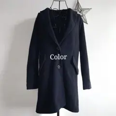 Color チェスターコート Mサイズ ネイビー シンプル ウールミックス