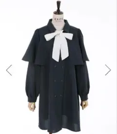 アクシーズファム axes femme ダブルブレストケープワンピース ネイビー